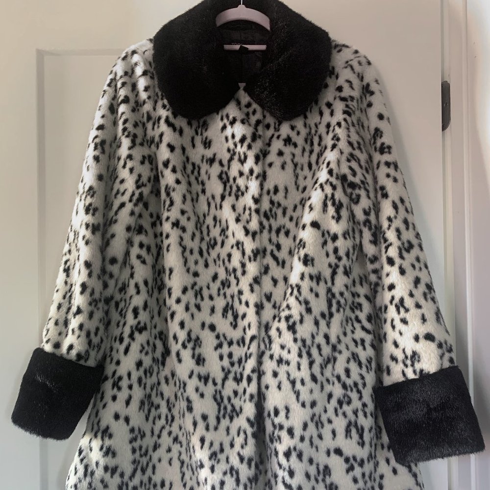 TopShop dalmation faux fur peacoat